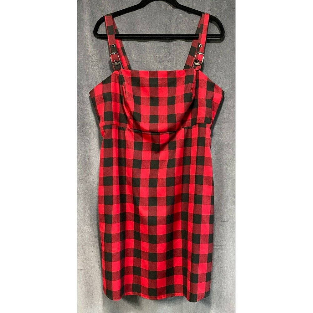 Hot Topic Red & Black Buffalo Plaid Dress with Pockets – Women’s Size 14